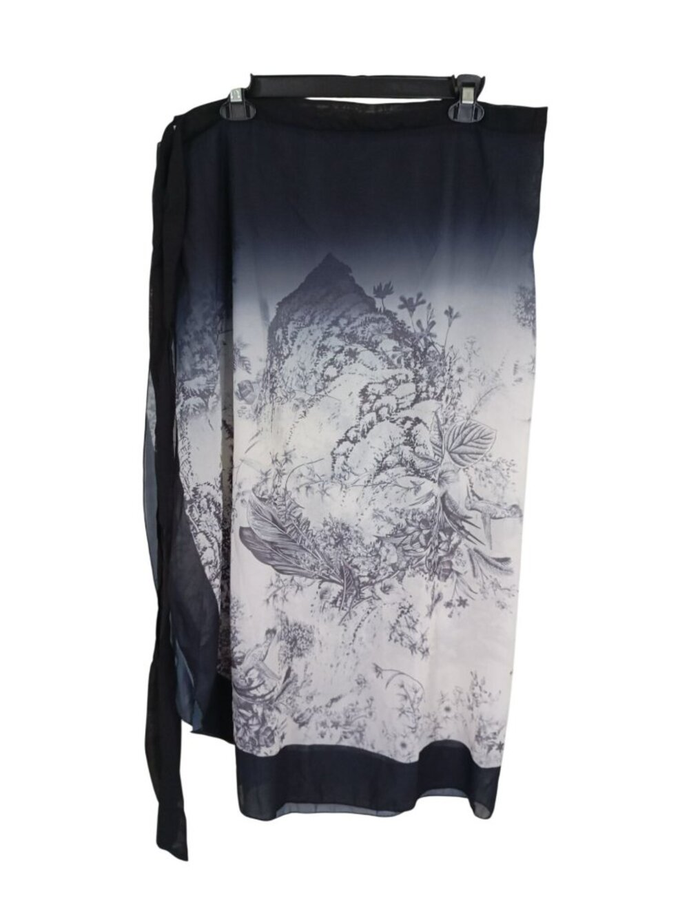 Floral Ombre Chiffon Wrap Cover Up Ties Sheer Nature-Inspired Print Fits Most